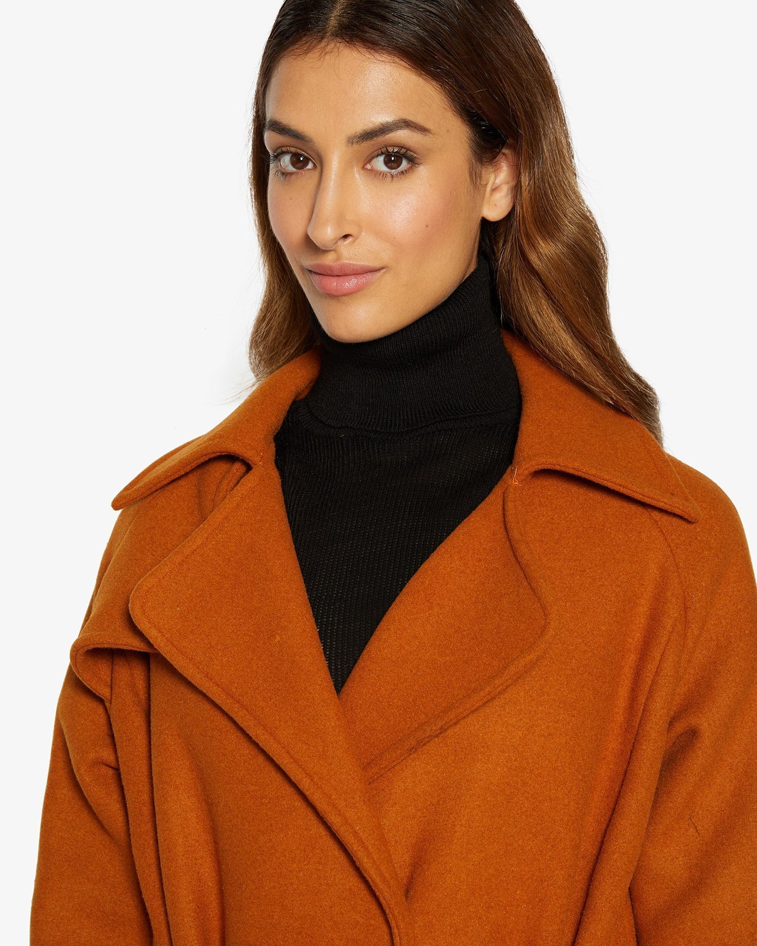 De La Creme Womens Wool Blend Longline Faux Fur Trim Maxi Coat