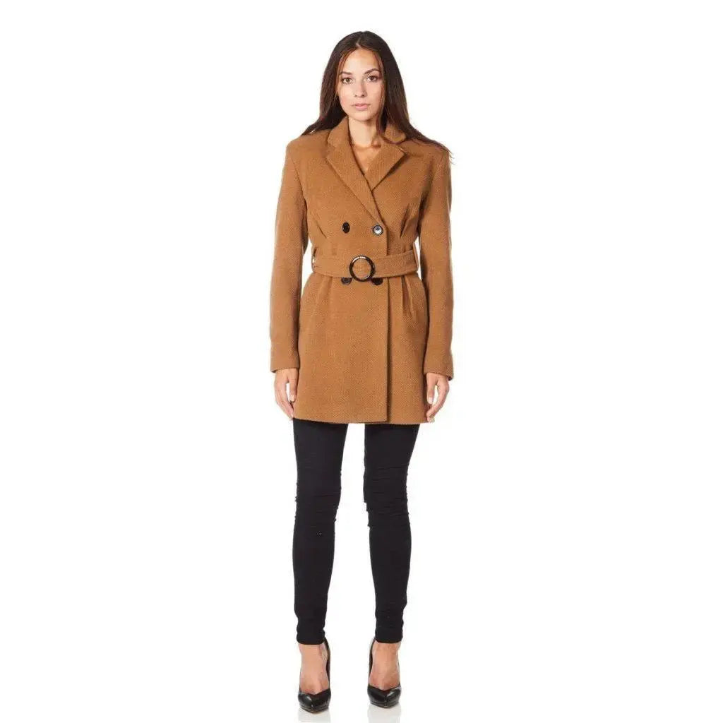Short camel coat women's best sale