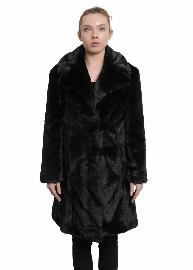 Faux fur top lapel coat