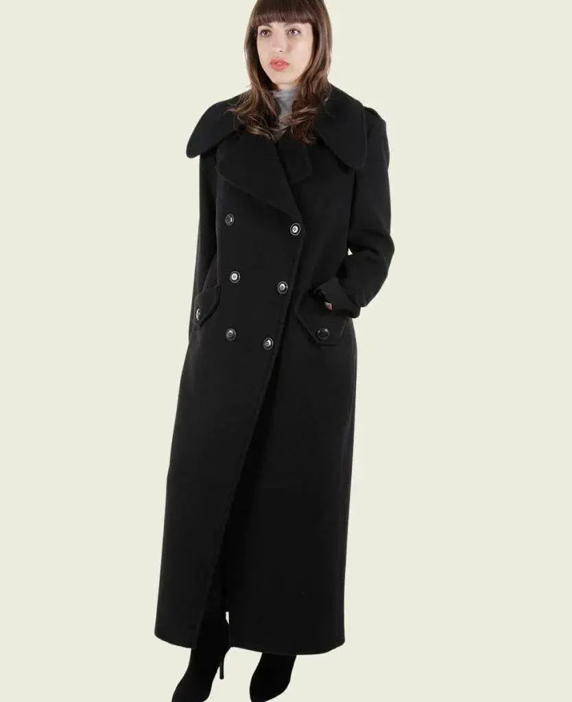 Women's long black sales wool cashmere coat