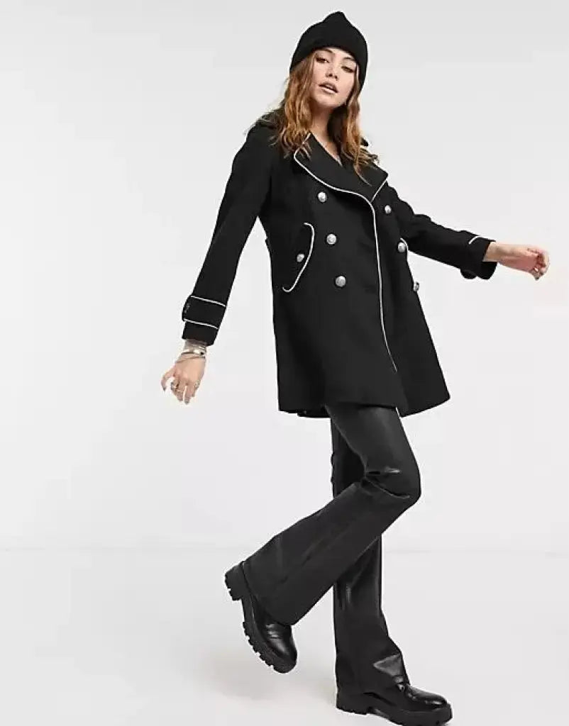 Military Coat with Contrast Buttons C10215