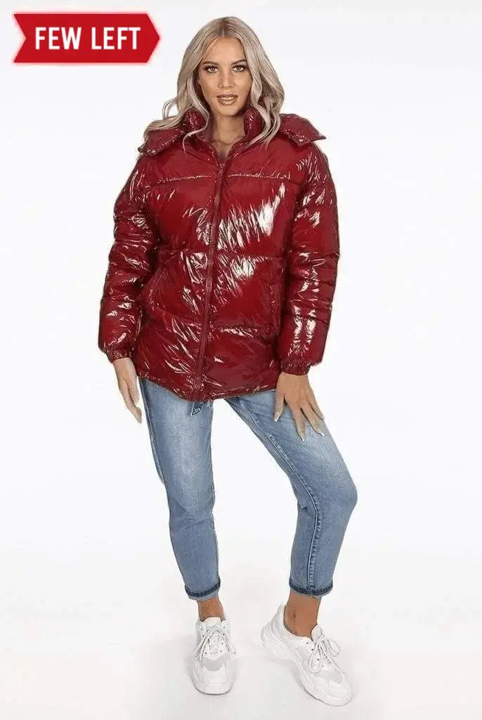 Red metallic 2025 puffer jacket