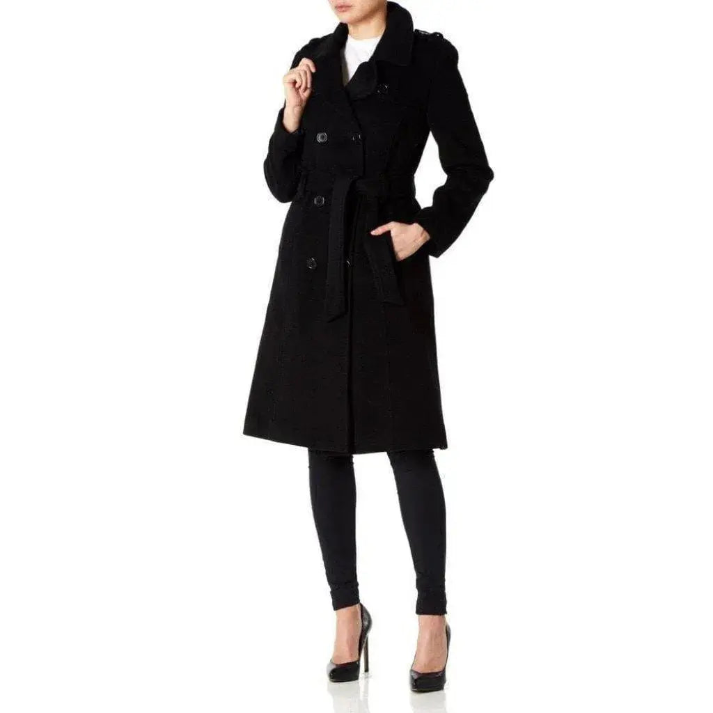 De La Creme Womens Wool and Cashmere Blend Military Coat