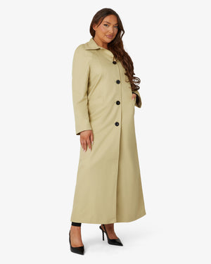 Spring/Summer Single Breasted Longline Collared Mac Coat (1204-SP)