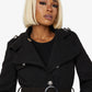 High Neck Belted Military Style Coat (1502)