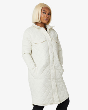 Diamond Quilted Design Padded Longline Jacket