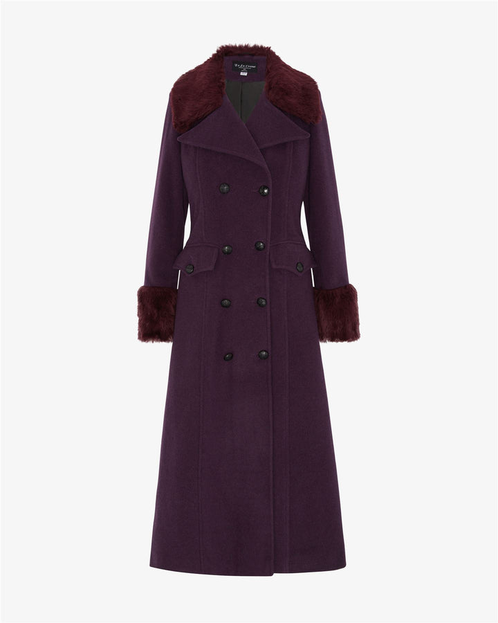 Alexa Wool Blend Faux Fur Trim Maxi Coat