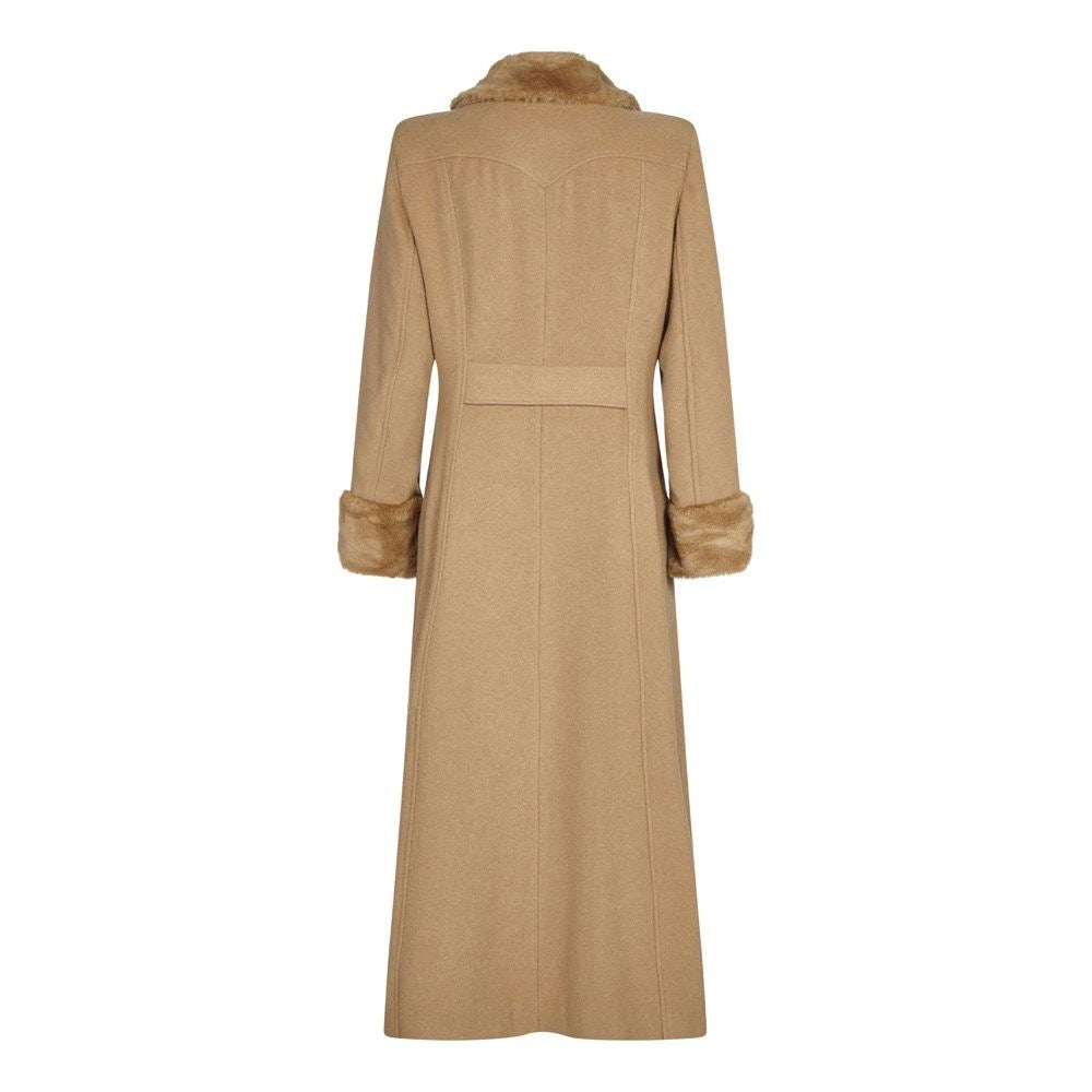 Camel coat 2024 with fur trim