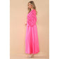 Satin Ruched Arm Maxi Dress