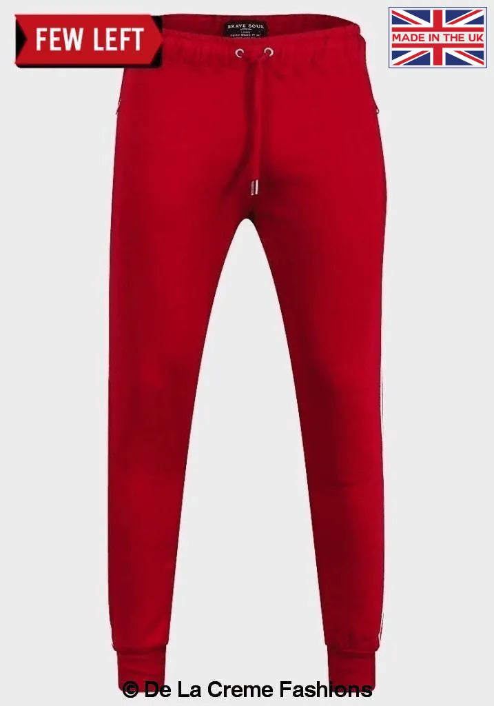 Brave Soul - Mens Red Piping Detail Slim Fit Joggers