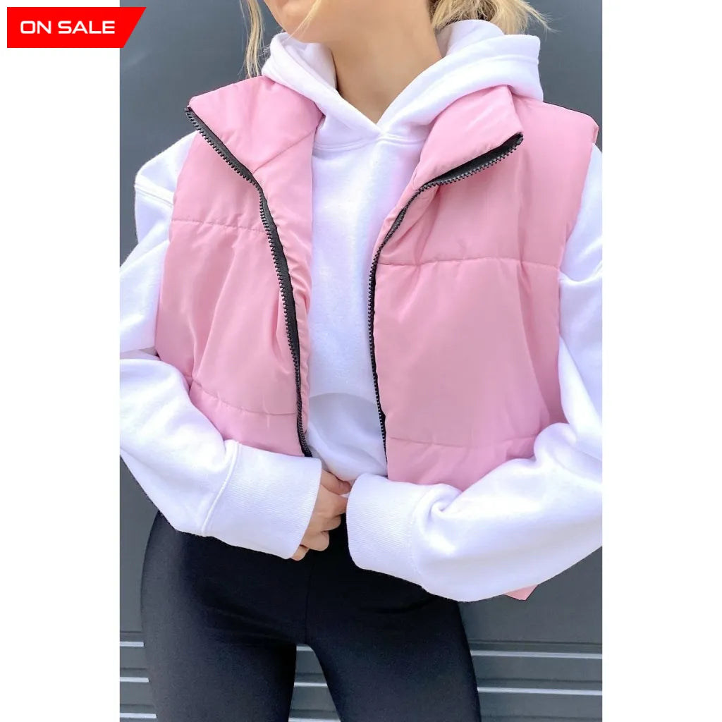 Cropped Puffer Gilet Pink / Small