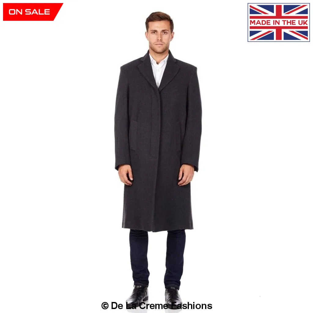 De La Creme MAN - Wool & Cashmere Blend Covert Long Coat