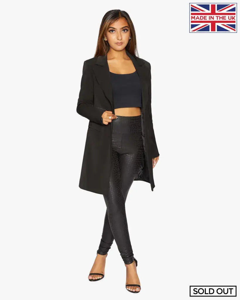 Black sales longline blazer