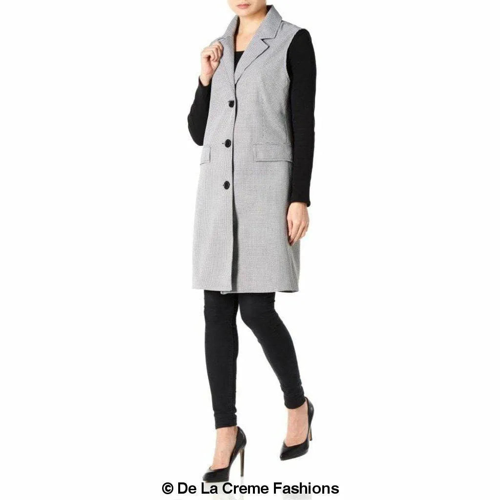 De La Creme - Womens Spring/Summer Sleeveless Hip Length Blazer Coat