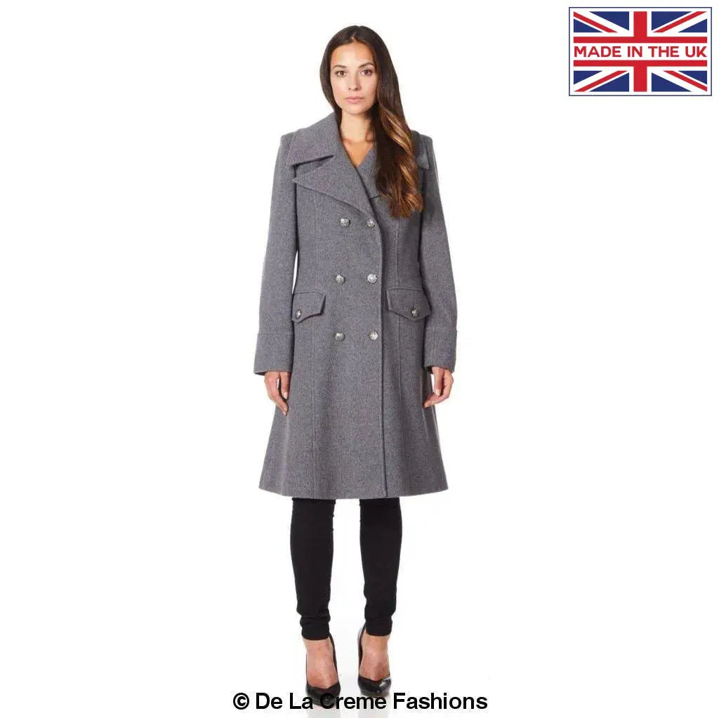 De La Creme Womens Wool Blend Double Breasted Midi Coat