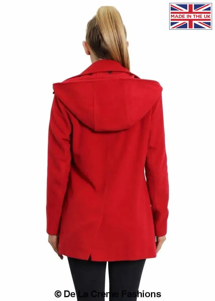 Red hooded 2025 coat ladies