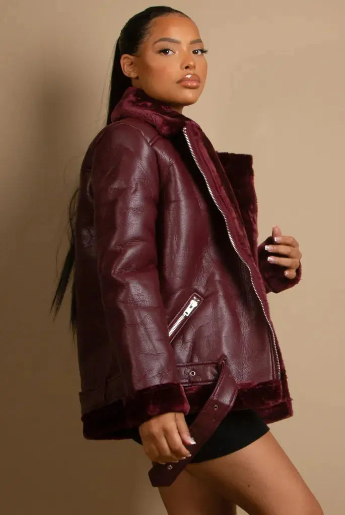 Aviator jacket burgundy on sale