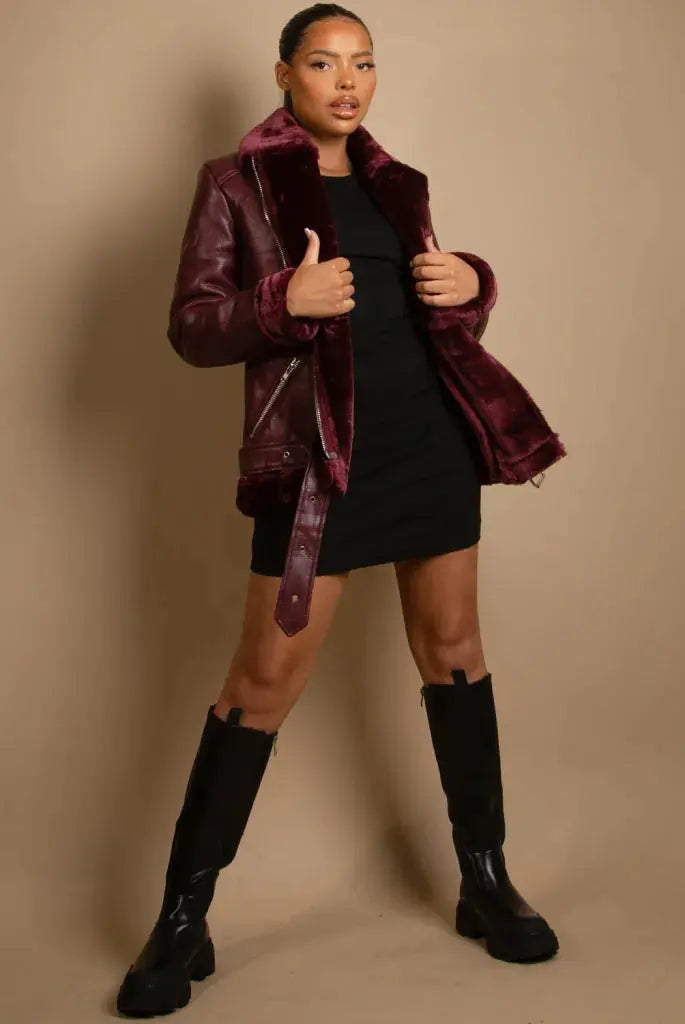 Missy front zip sales faux fur collared jacket