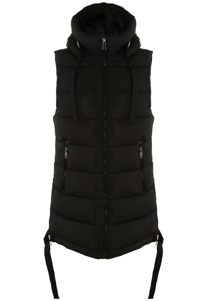 Hooded Puffer Gilet With Webbing Detail (Jl2017)