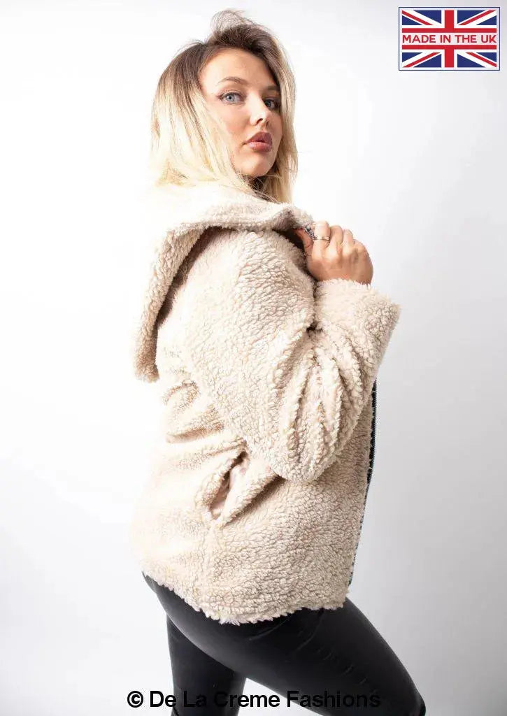 Teddy fur 2025 hooded jacket