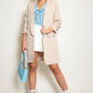 Long Ruched Sleeve Open Blazer