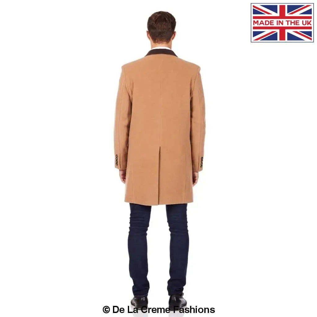 Camel crombie coat mens outlet