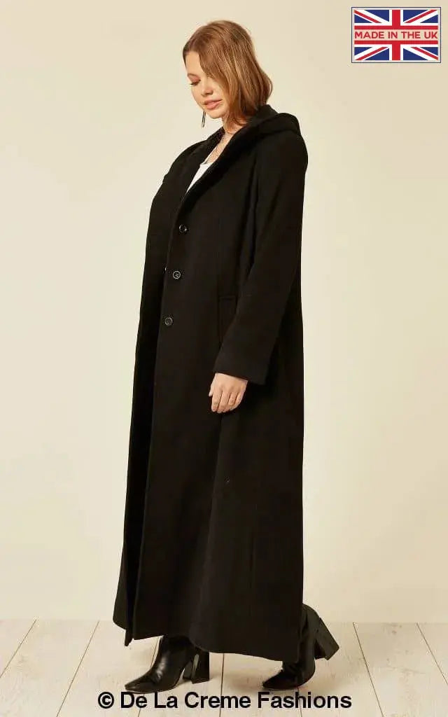 De La Creme Womens Oversized Wool Blend Hooded Long Coat