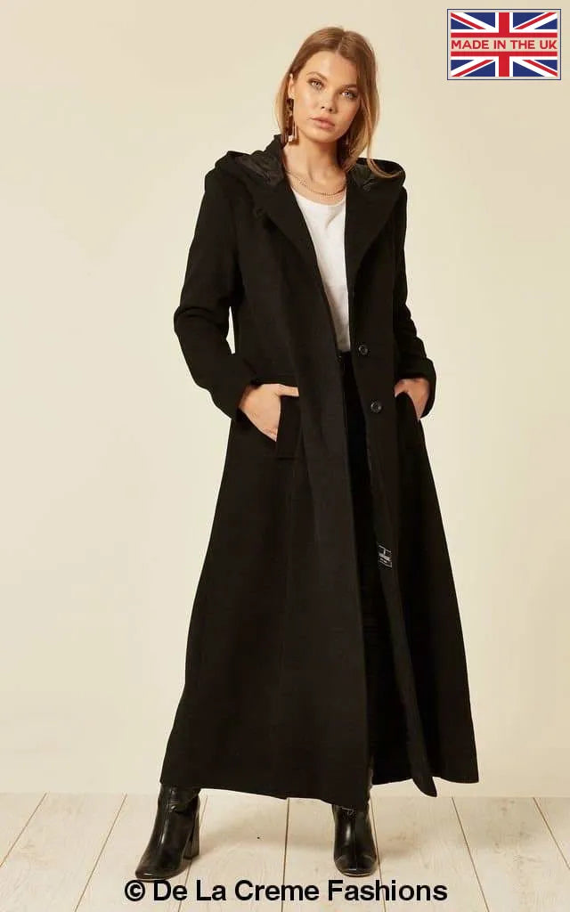 De La Creme Womens Oversized Wool Blend Hooded Long Coat