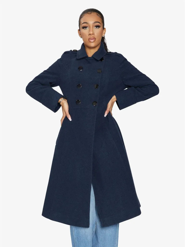 A-Line Double Breasted Coat (2023) Navy / Uk 20/eu 48/us 16