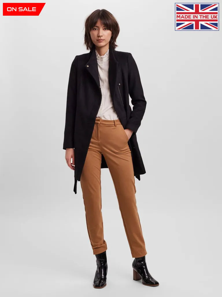 De La Creme Womens Recycled Wool Blend Belted Winter Coat