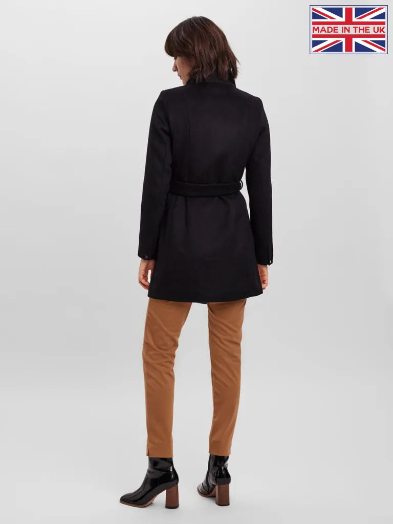 De La Creme Womens Recycled Wool Blend Belted Winter Coat