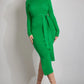 Ribbed Round Neck Belted Midi Dress Green / S/M (Uk 8/10)