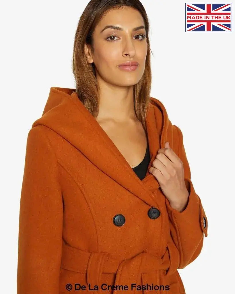 Orange wool 2025 coat ladies