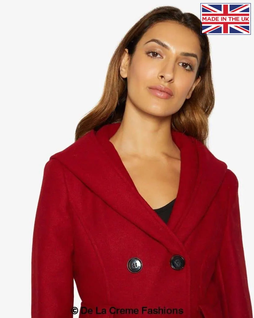 De La Creme - Women's Double Breasted Belted Hooded Coat
