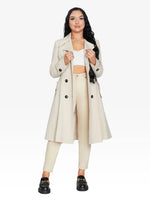Spring/summer Double Breasted Trench Mac Coat (1201-Sp) Stone / Uk 8/eu 36/us 4/xs