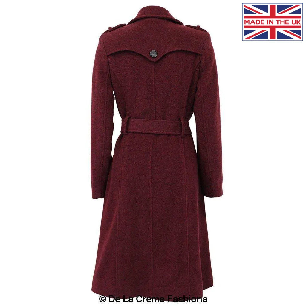 De La Creme - Womens Wool & Cashmere Blend Military Coat