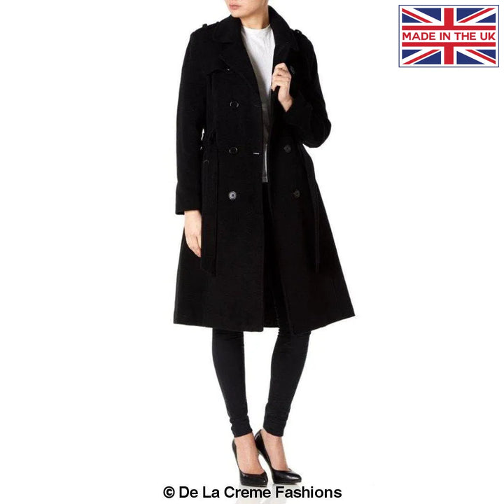 De La Creme - Womens Wool & Cashmere Blend Military Coat