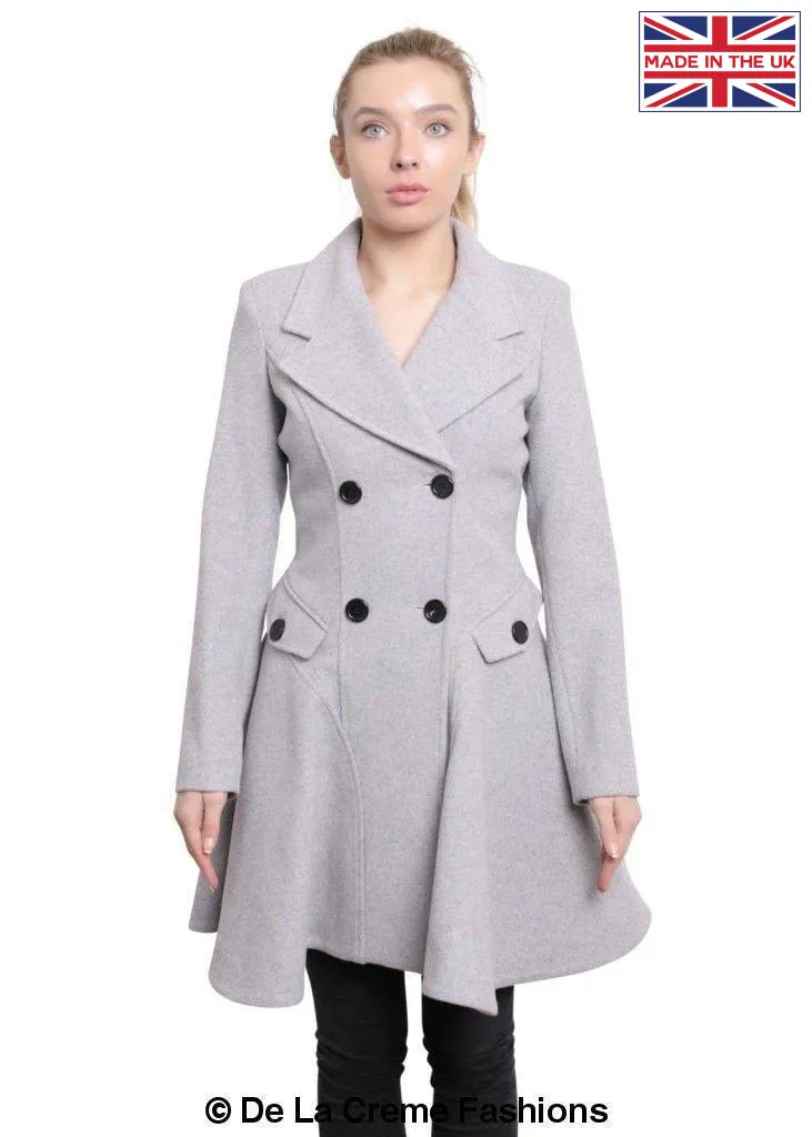 De La Crème - Women's Wool Blend Fit And Flare Coat