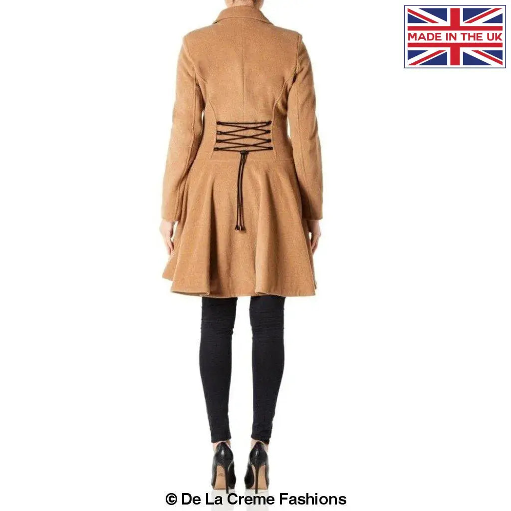 De La Creme Womens Wool Blend Double Breasted Skater Coat