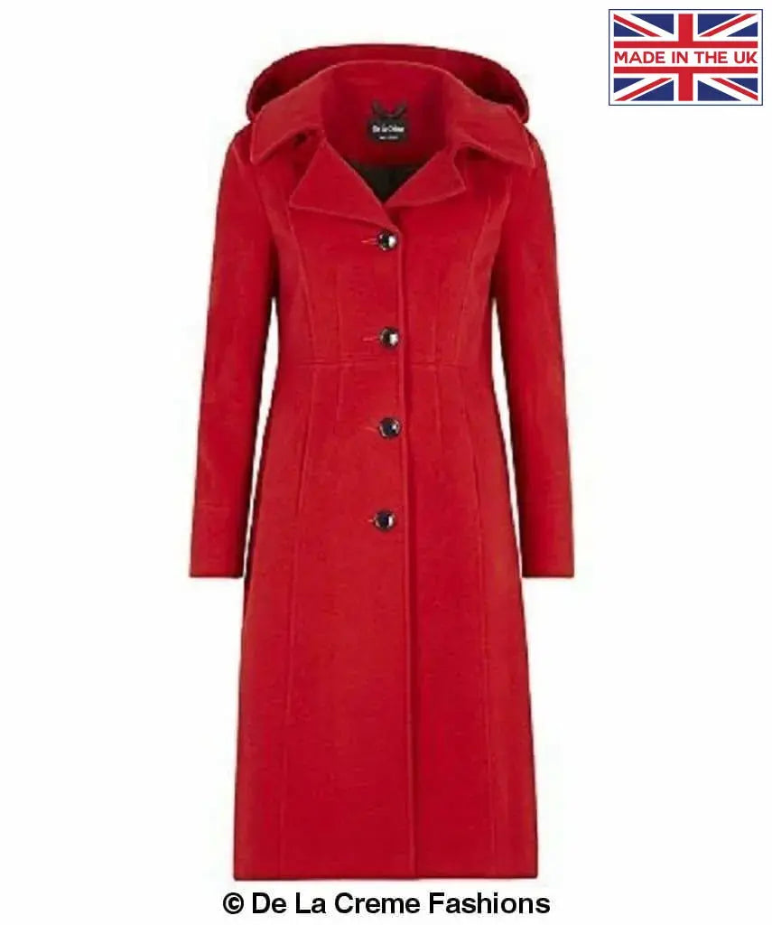 Long red peacoat hot sale