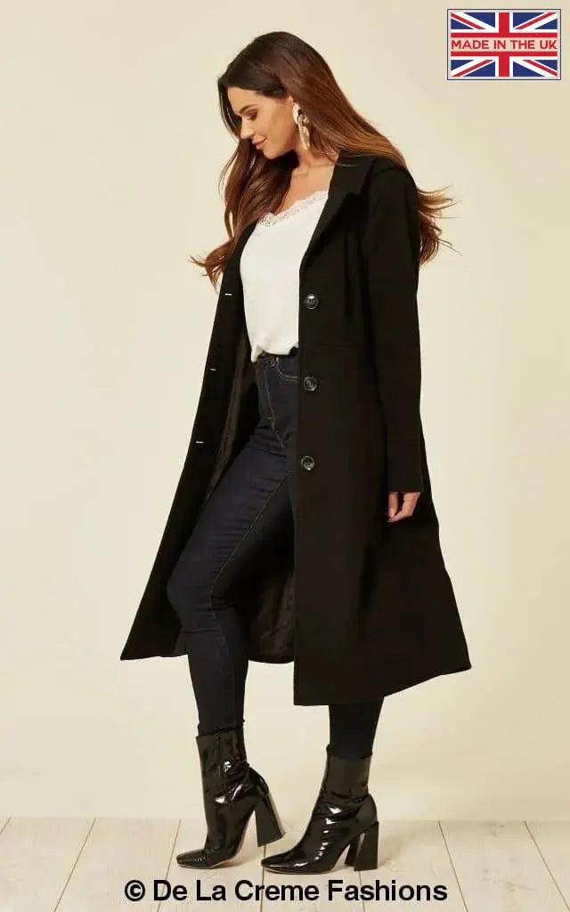 Wool blend mid length top coat