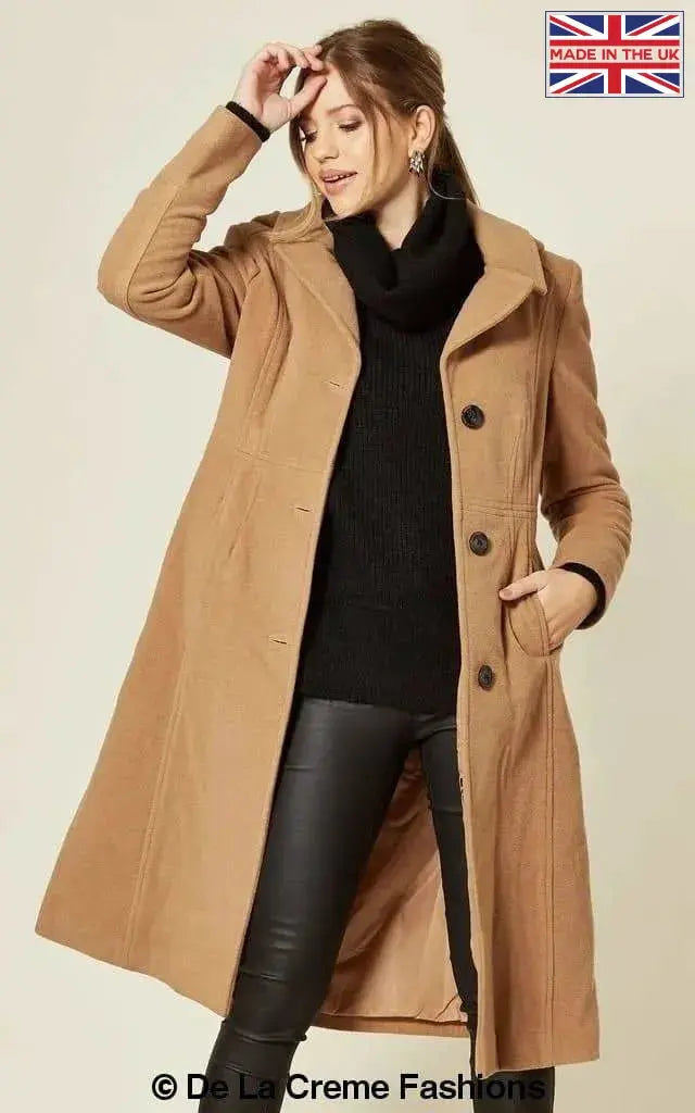 De La Creme Womens Wool Blend Hooded Mid Length Coat