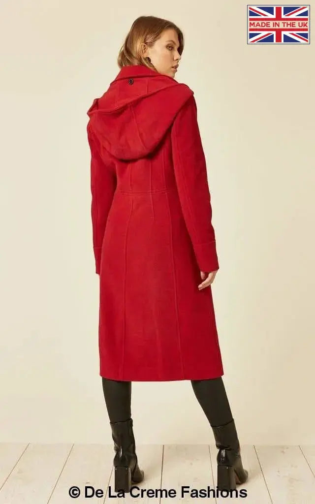Long wool coat with top hood