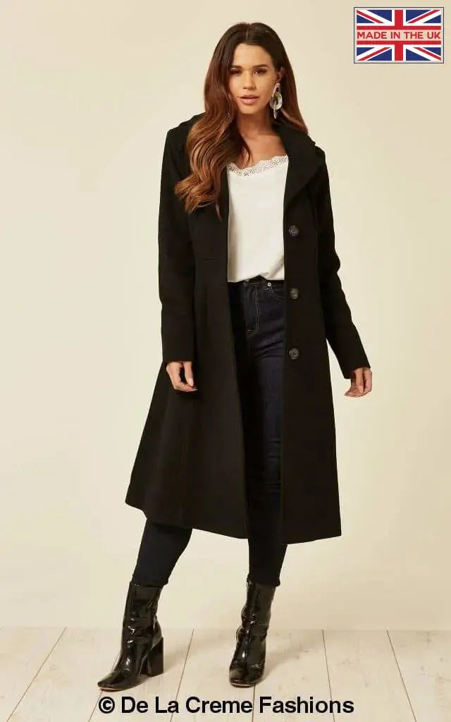 De La Creme Womens Wool Blend Hooded Mid Length Coat