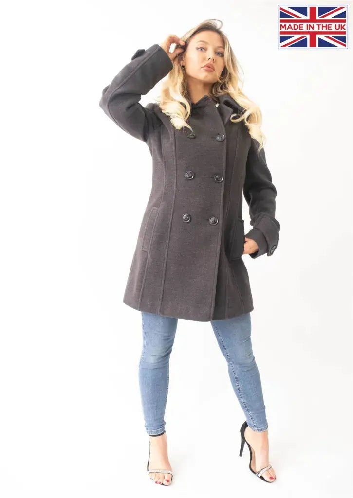 Double breasted coat with hood sales