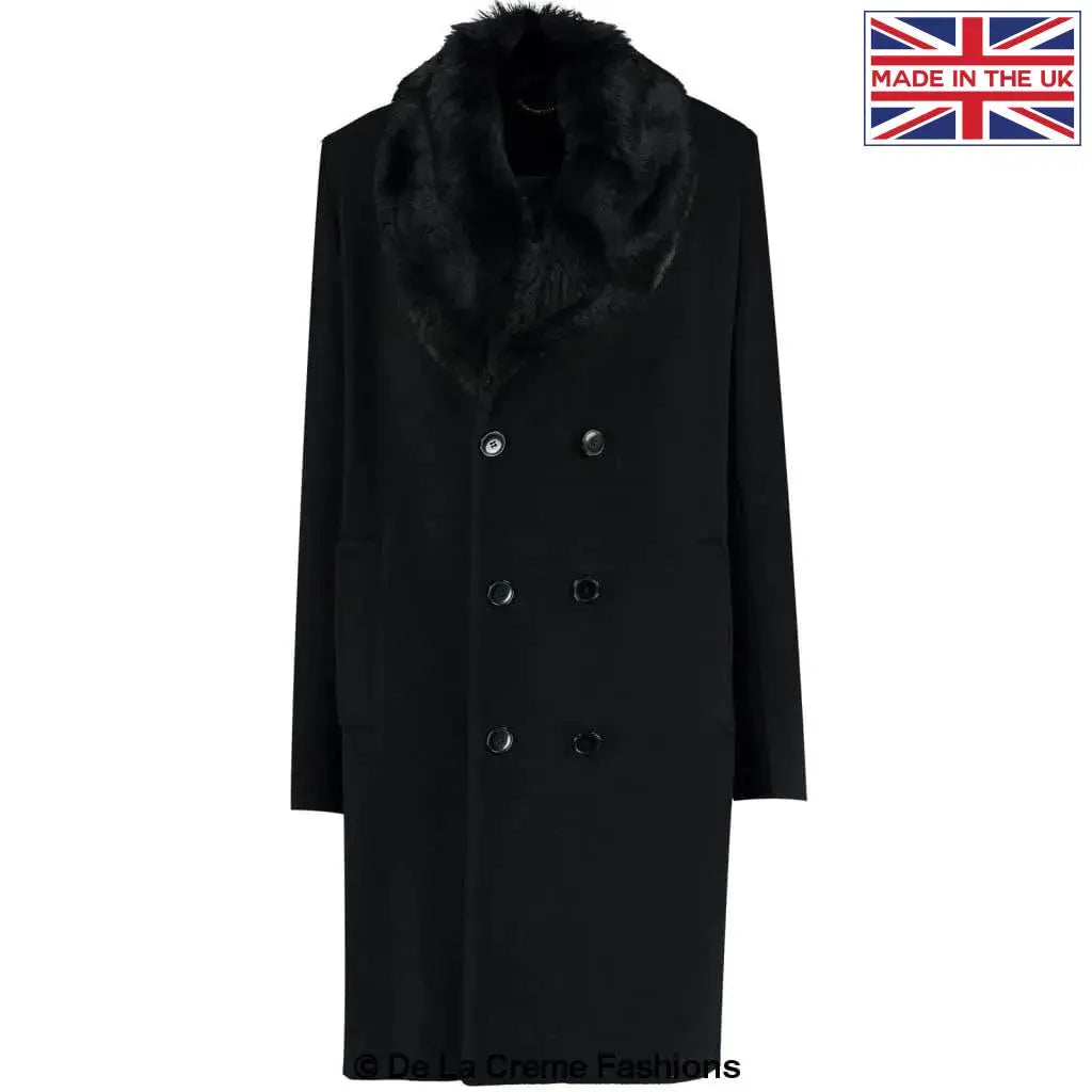 Mens wool coat fur collar best sale