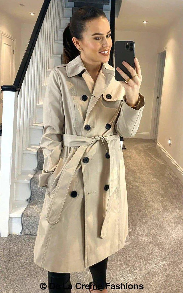 Anastasia Cotton Blend Belted Trench Coat