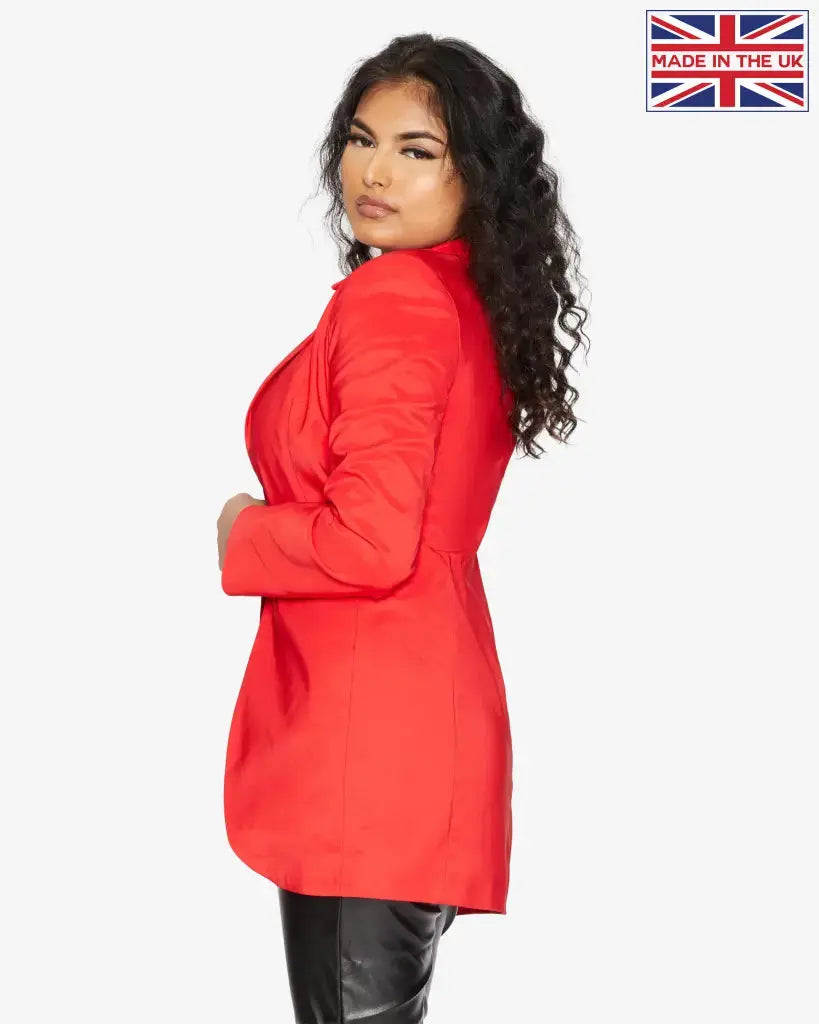 Red longline 2025 blazer womens