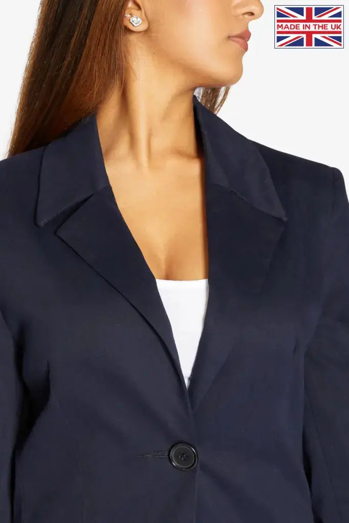 Ladies longline 2025 navy blazer