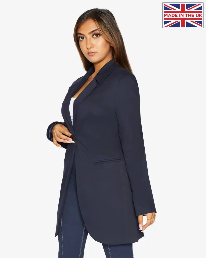 Womens longline 2025 navy blazer
